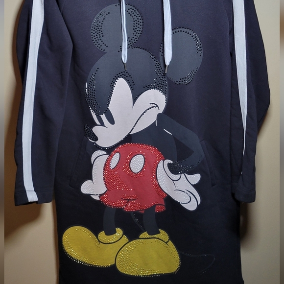Frogbox Disney Large Angry Mickey tunic length hoodied sweater black white cord - Picture 2 of 6